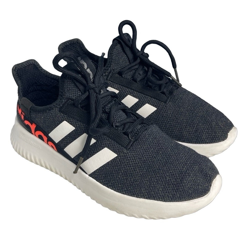 Adidas Kaptir cloud foam women/youth running shoes size 7. Black mesh material.